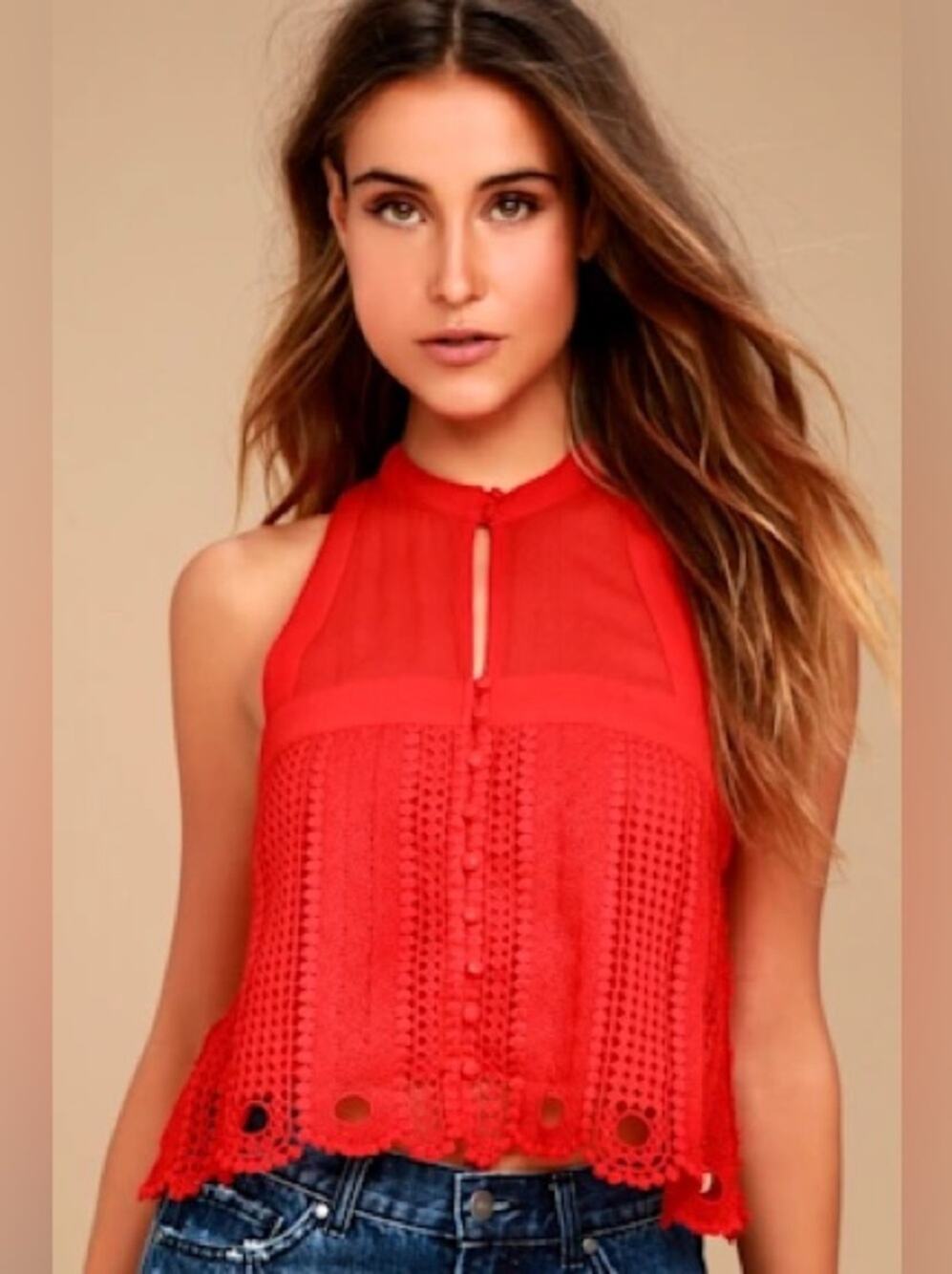 Free People ‘Rory’ Crochet Boho Cropped Tank